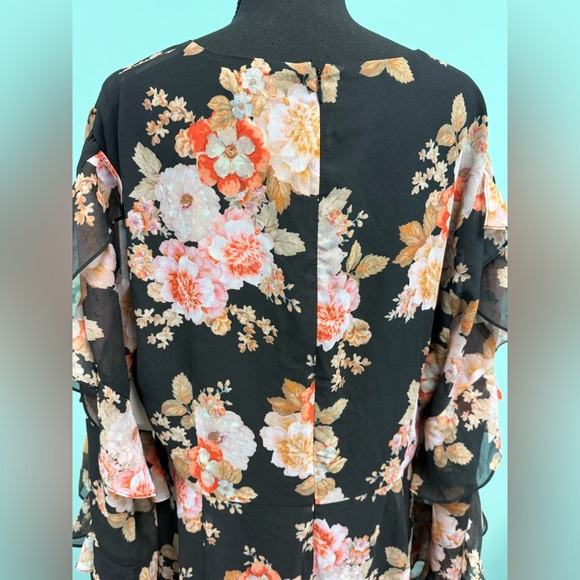 Cooper st. Floral ruffle dress in black multi size 16. - Picture 5 of 6